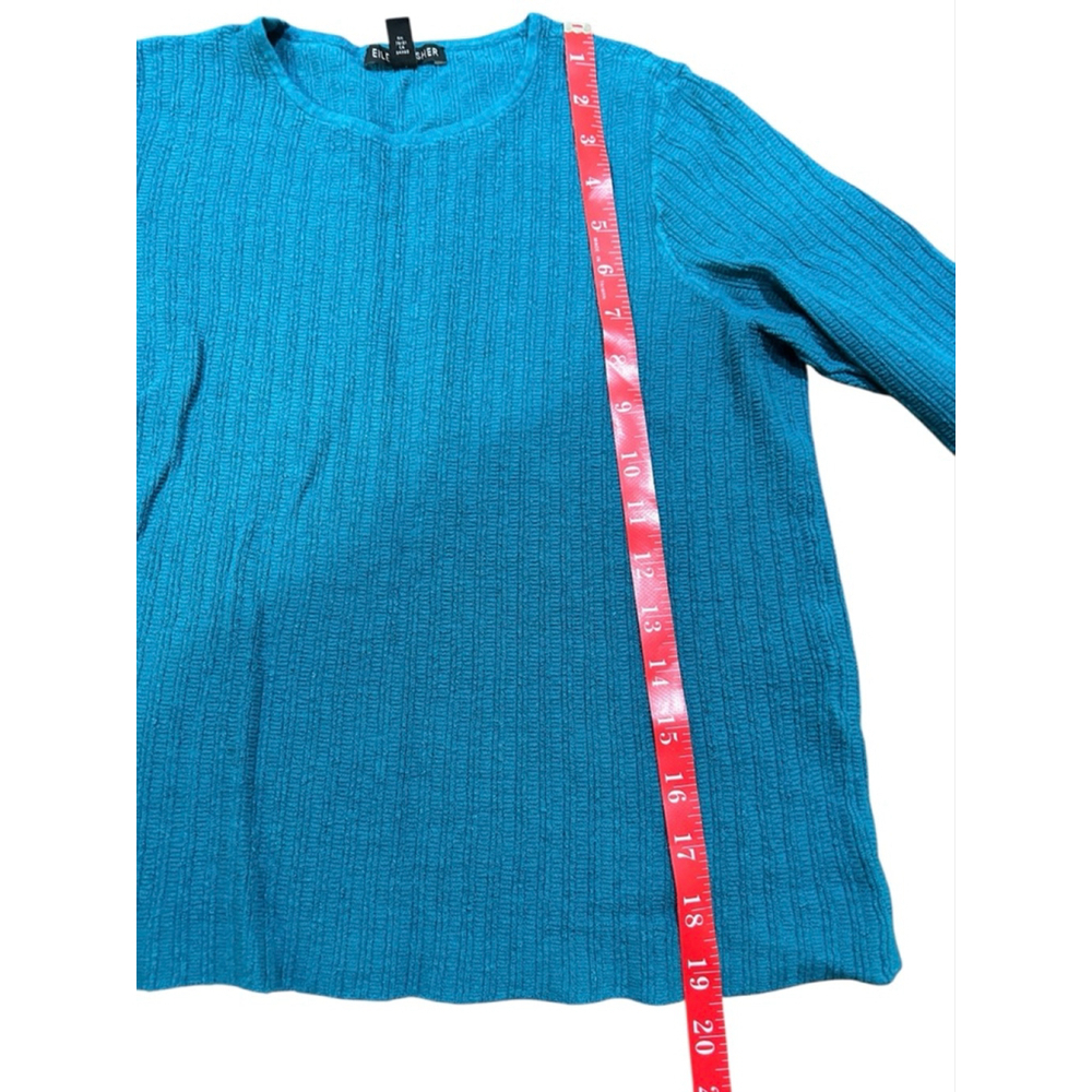 Eileen Fisher Petite Long Sleeve Tee SP Teal - Picture 6 of 8
